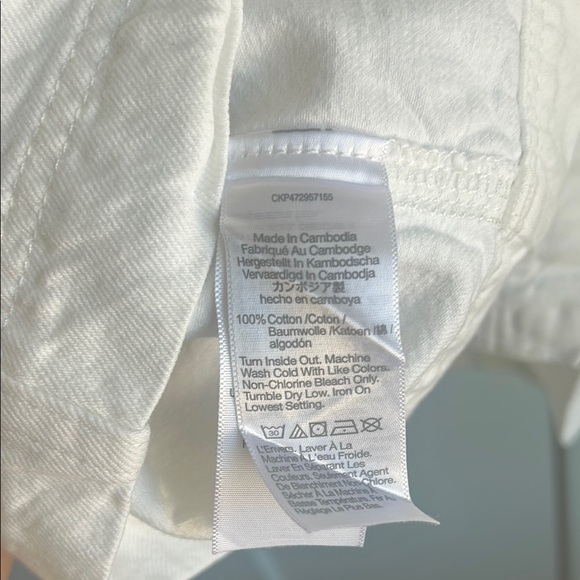 Madewell White Denim Square Neck Button Down Mini Dress | L - Picture 8 of 8